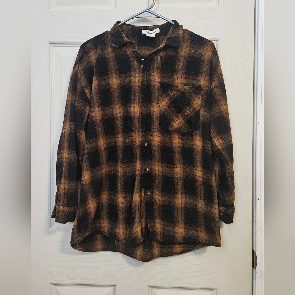 Passport Plaid Button Down Shirt in Black and Brown